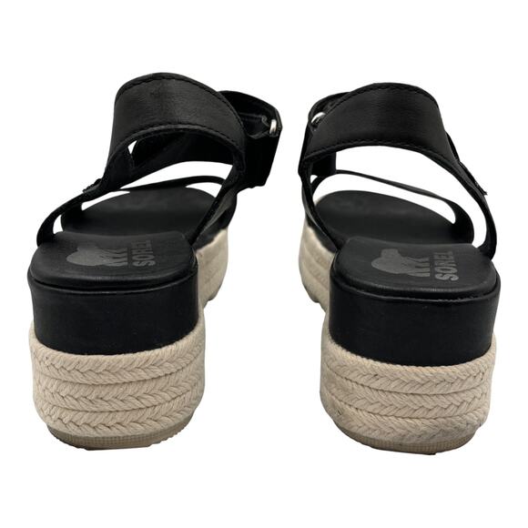 Sorel Cameron Flatform Wedge Espadrille Sandals Black White Size 7.5 - Picture 5 of 8